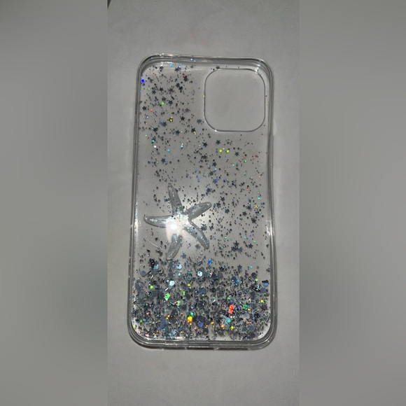 iPhone 12 ProMax Clear Glittery Seashell Charm Soft Phone Case - Picture 5 of 5